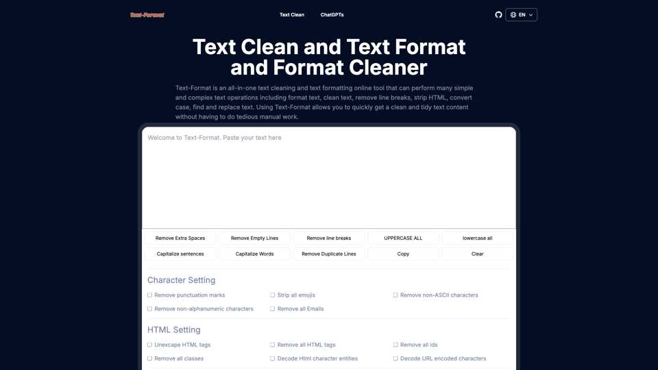 Format Cleaner,Clean Text Format,Clear Formatting Online