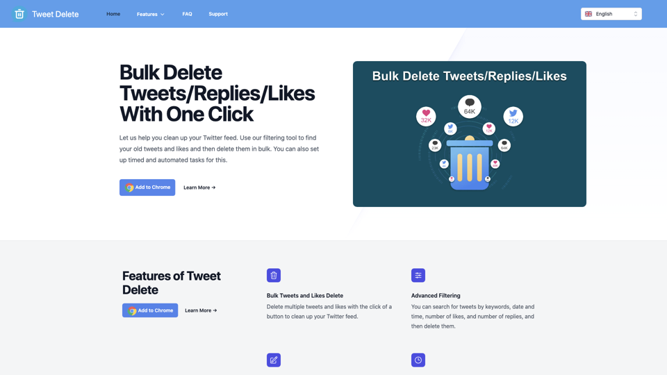 Tweet Delete - Search and Bulk Delete Tweets Instantly