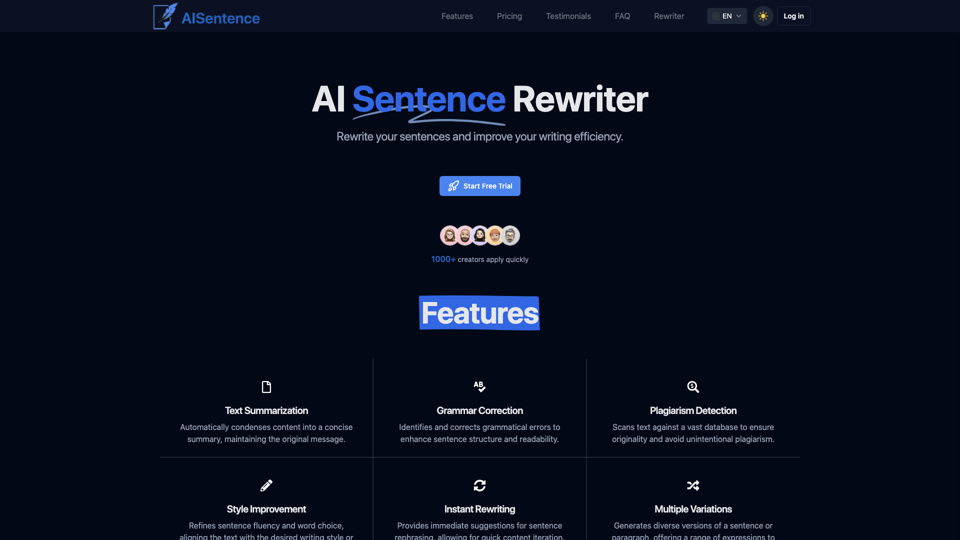 AI Sentence | Free Online AI Sentence Rewriter Tool 2024