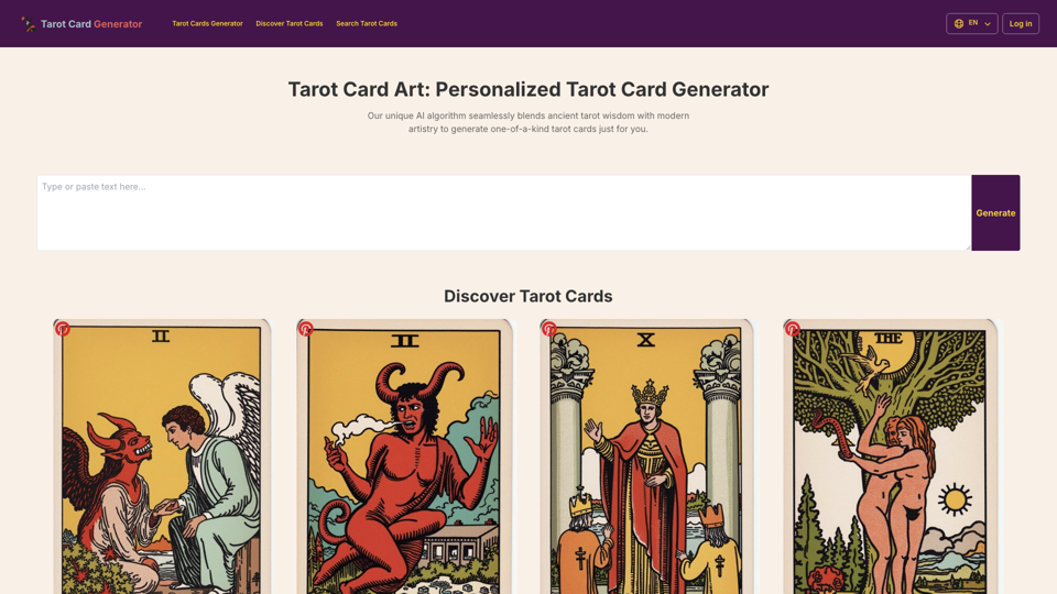 Personalized Tarot Card Creator with AI