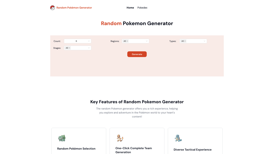 Random Pokemon Generator - Quickly customize and random generate pokemon.