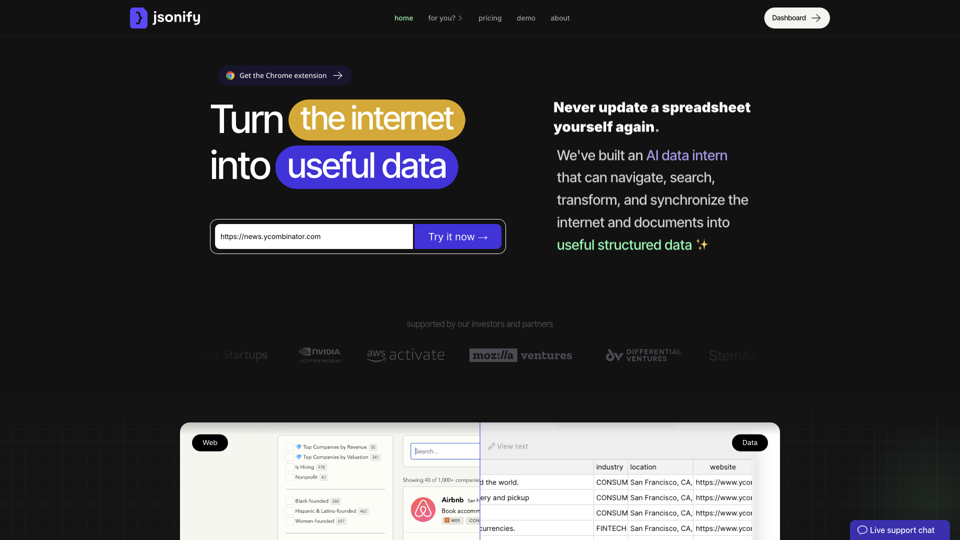 Jsonify | Never update a spreadsheet yourself again ✨