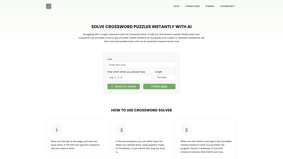 Crossword Solver AI - Get Instant Help for Any Puzzle
