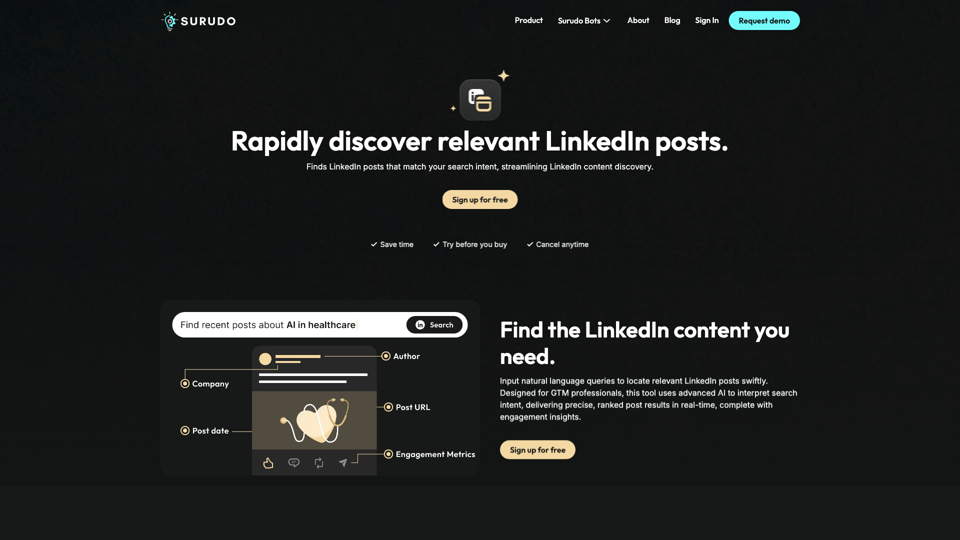 Find Relevant LinkedIn Posts Fast | Surudo Semantic Search Bot