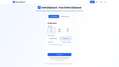 Free Online Clipboard for Text & Files | OnlinClipboard.com Free Online Clipboard for Text & Files | OnlinClipboard.com
