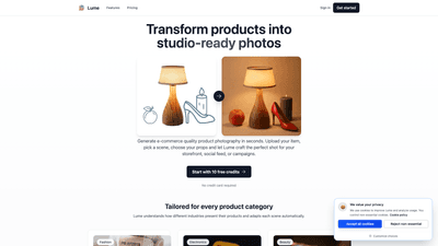 Lume AI Product Photography for E-commerce Services