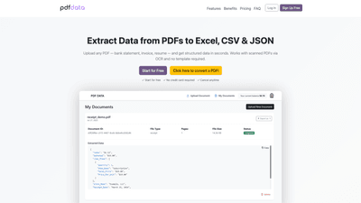 Convert PDFs to Excel, CSV, JSON with PDFData AI Tool