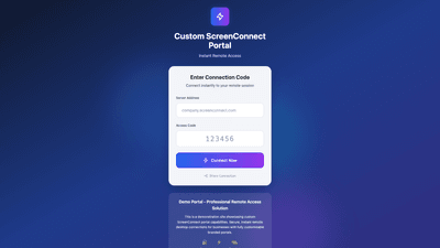 Custom ScreenConnect Portal: Instant Remote Access Custom ScreenConnect Portal: Instant Remote Access